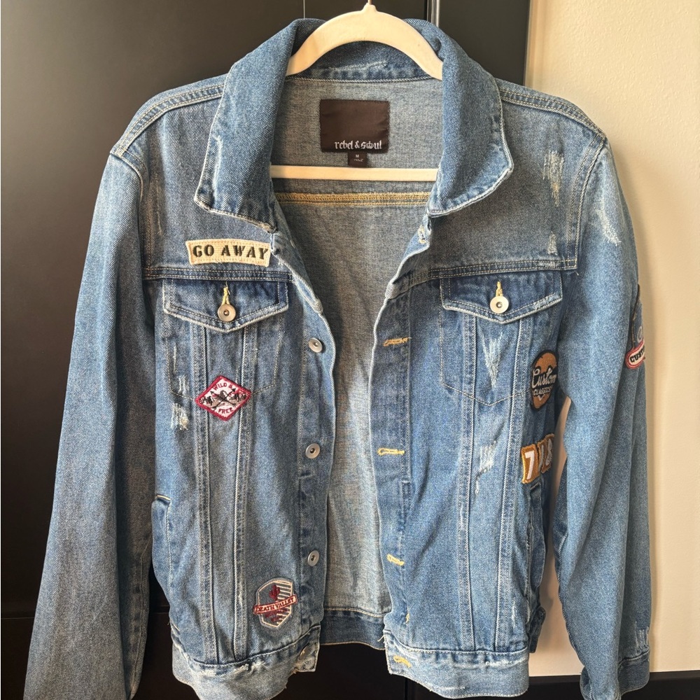 Rebel Soul Denim Jacket Women’s Medium Biker Motorcycle Patches
